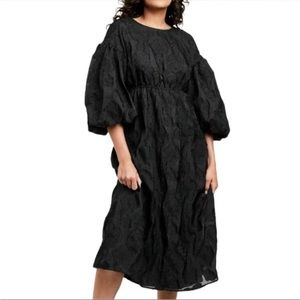 Kika Vargas Target Black Floral Textured Midi Dress XS